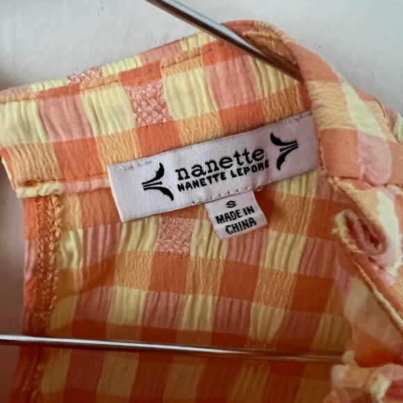 Nanette Lepore  Women's Sleeveless Gingham Print Top In Tangerine Yellow Size S - Picture 5 of 5